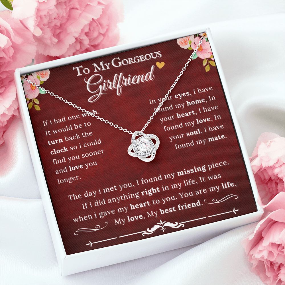 To My Gorgeous Girlfriend Love Knot Necklace from Boyfriend - ZILORRA