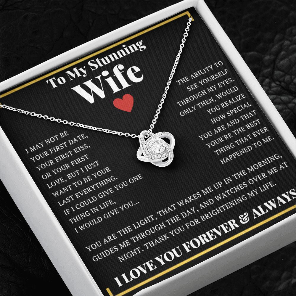 To My Stunning Wife Love Knot CZ Necklace - ZILORRA