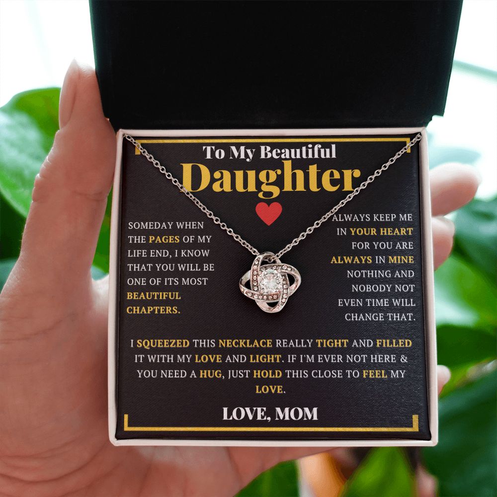 To My Beautiful Daughter From Mom Love Knot Stunning Necklace - ZILORRA