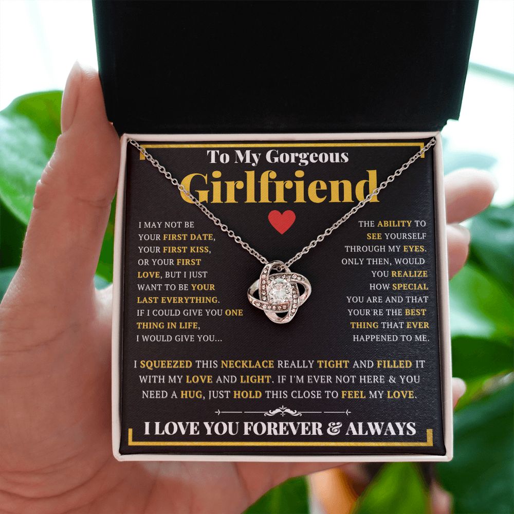 To My Gorgeous Girlfriend Love Knot CZ Pendant Necklace - ZILORRA