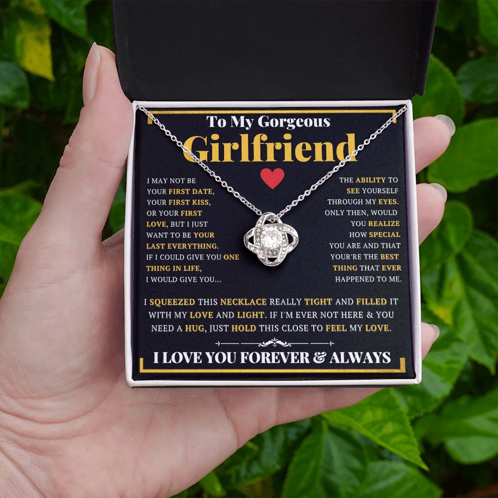 To My Gorgeous Girlfriend Love Knot CZ Pendant Necklace - ZILORRA