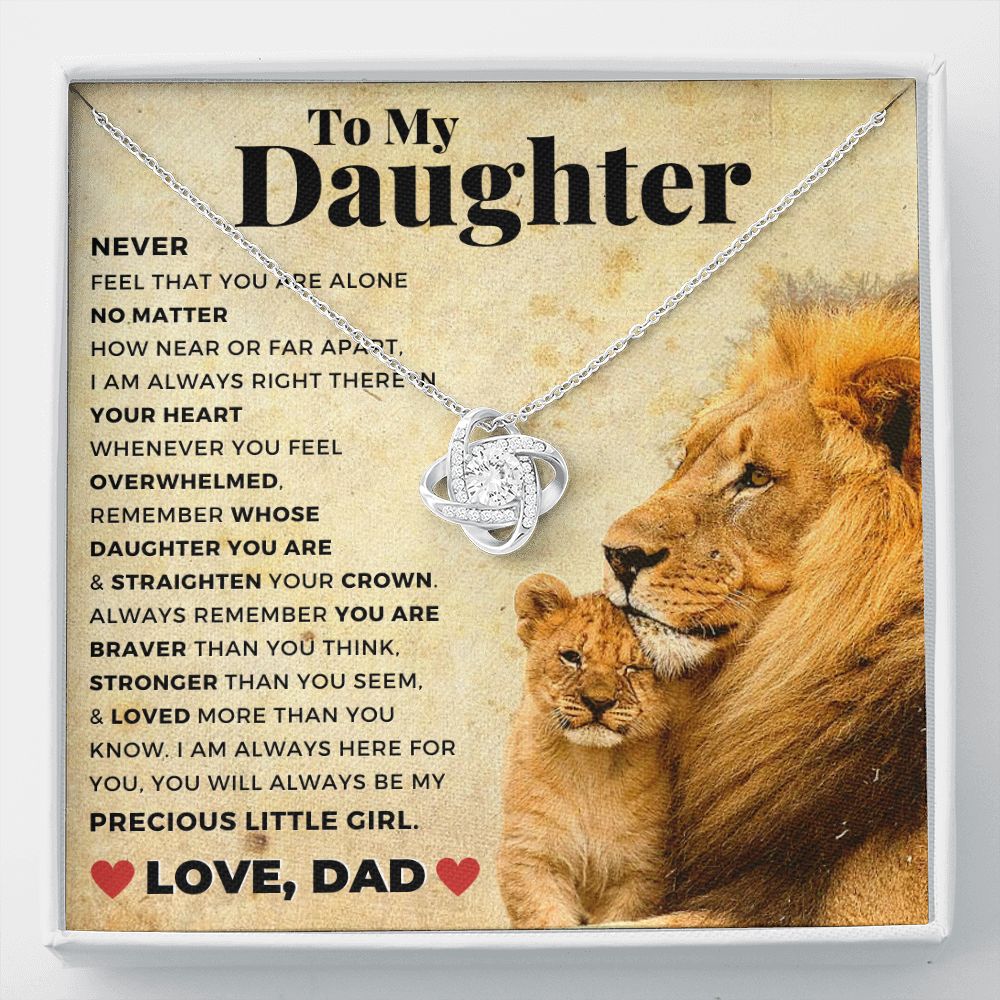 To My Daughter From Dad Precious Little Girl Love Knot CZ Pendant Necklace - ZILORRA