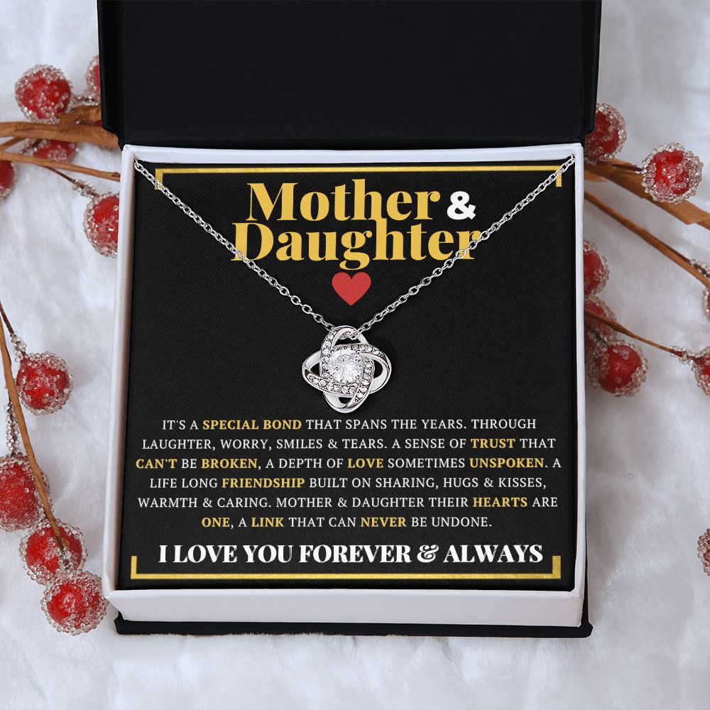 Mother and Daughter Necklace - Love Knot Pendant CZ Necklace - ZILORRA