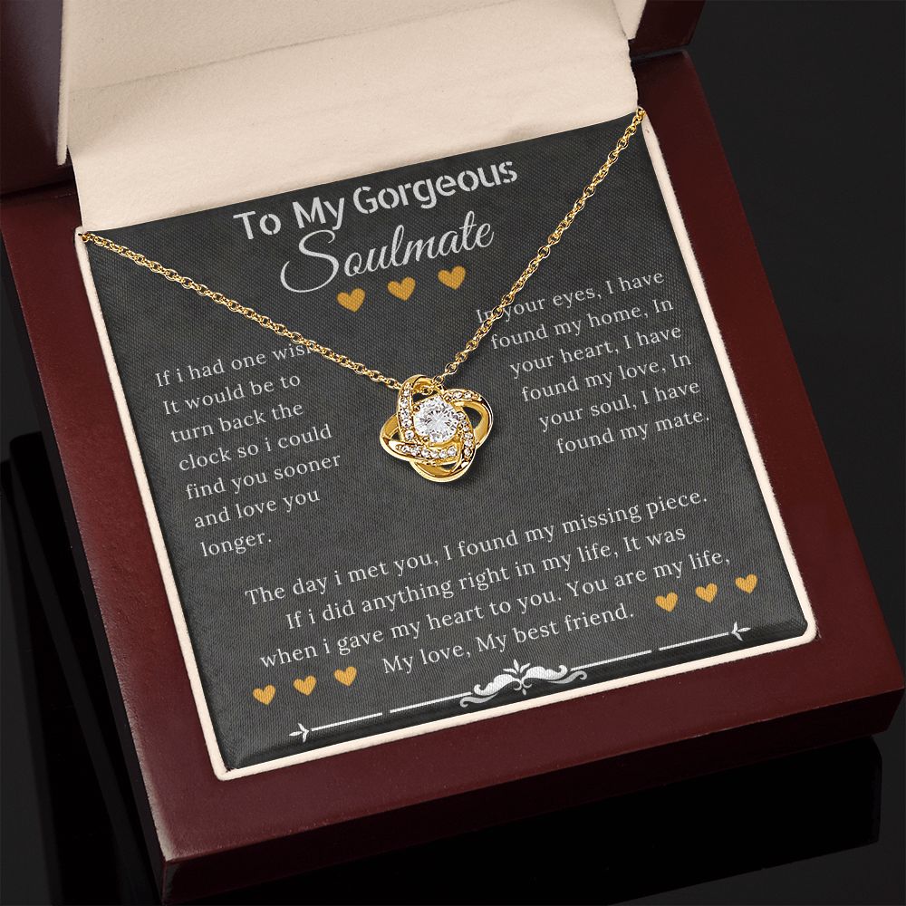 To My Gorgeous Soulmate Love Knot Necklace - ZILORRA