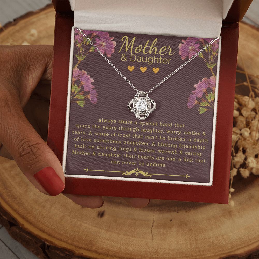 Mother and Daughter Necklace - Hearts As One - Love Knot Necklace - ZILORRA