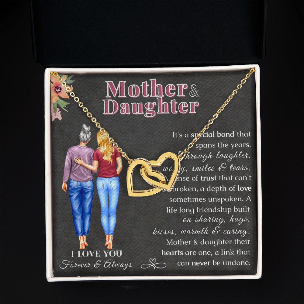 Mother and Daughter Necklace - Interlocking Heart Pendant Necklace - ZILORRA
