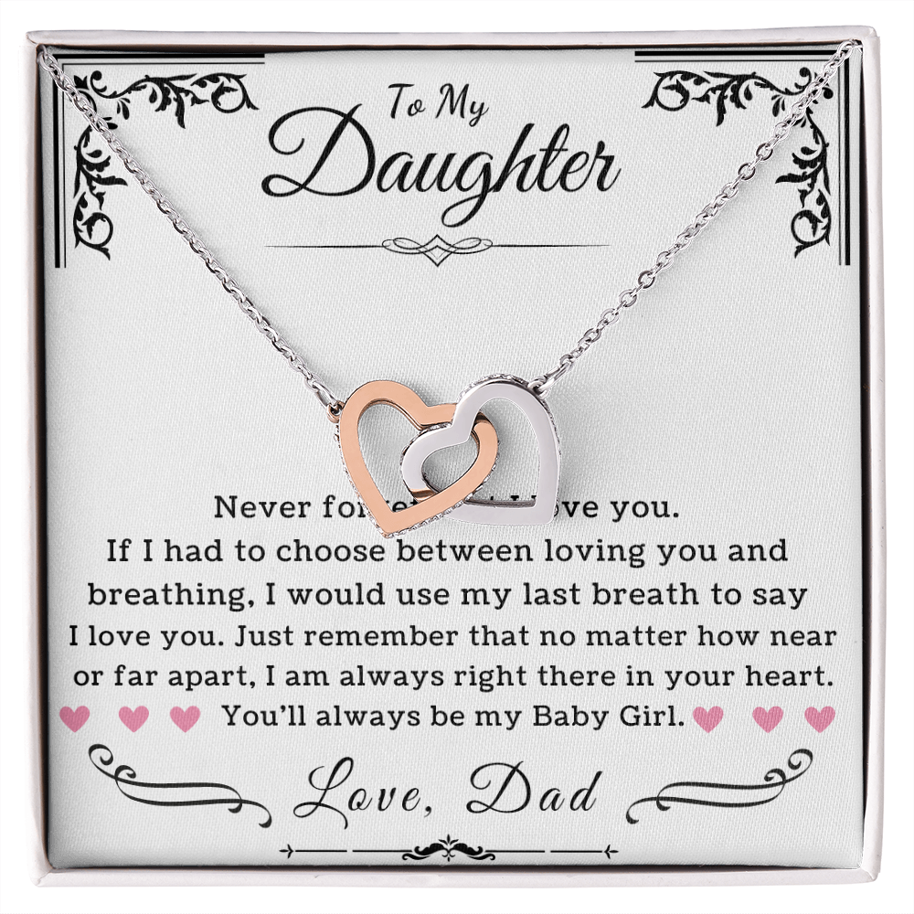 To My Daughter From Dad - You'll Always Be My Baby Girl - Interlocking Heart Necklace - ZILORRA