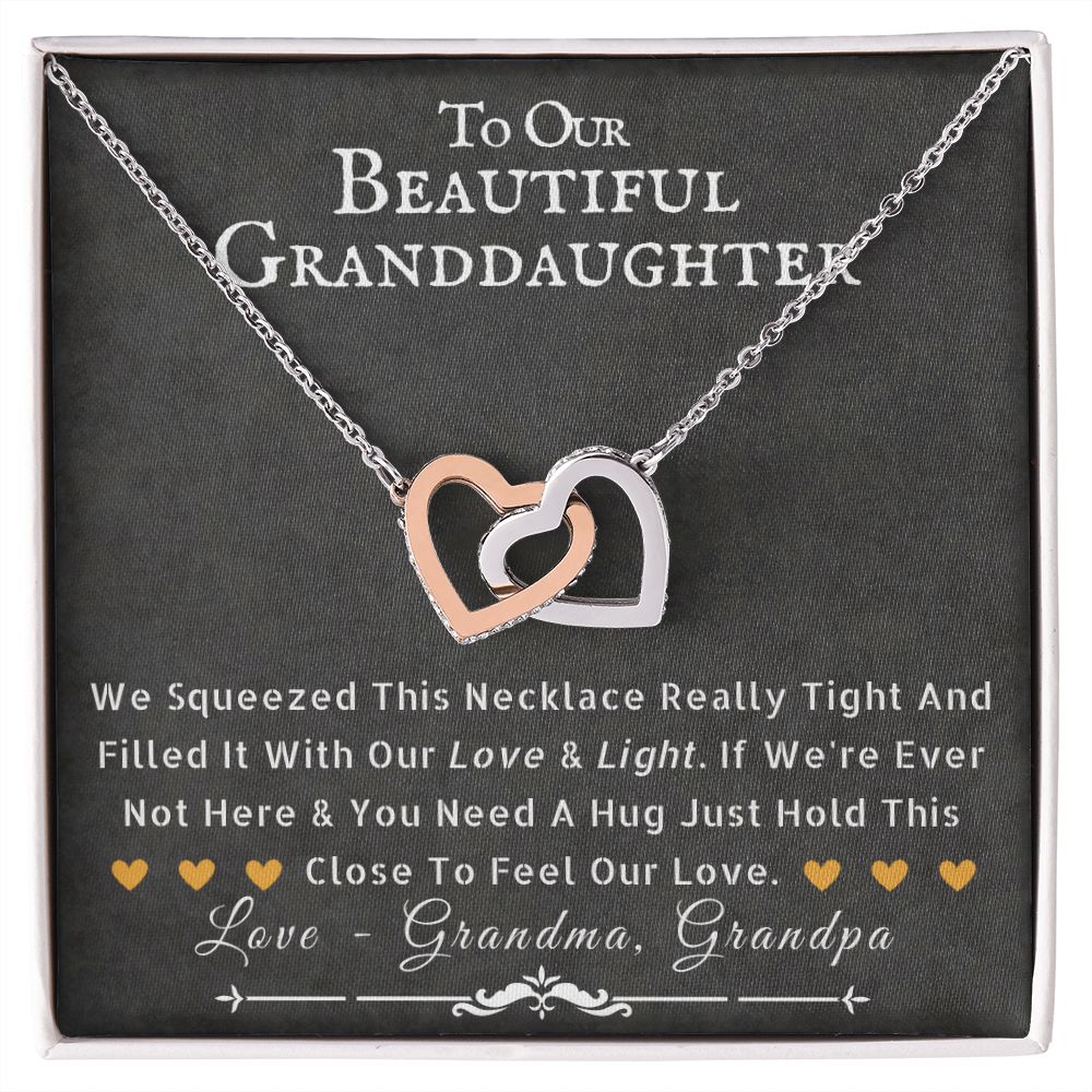 To My Beautiful Granddaughter Interlocking Heart Necklace - ZILORRA