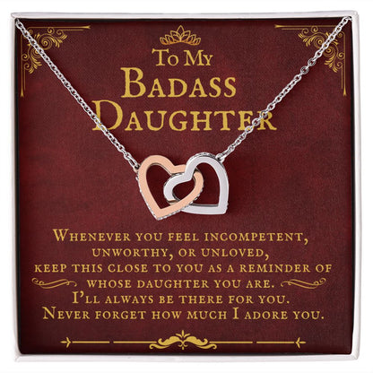 To My Badass Daughter - I Adore You - Interlocking Heart Necklace - ZILORRA
