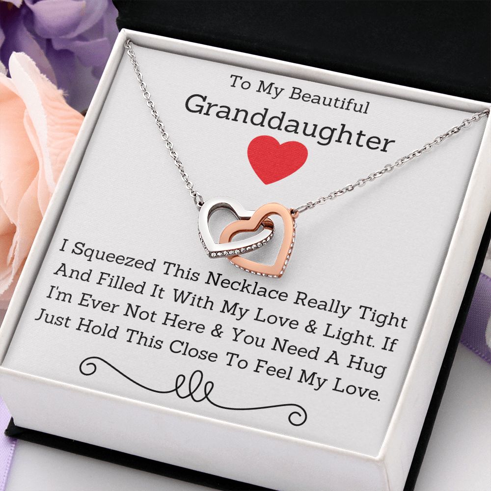 To My Beautiful Granddaughter - Love and Light Interlocking Hearts Necklace - ZILORRA