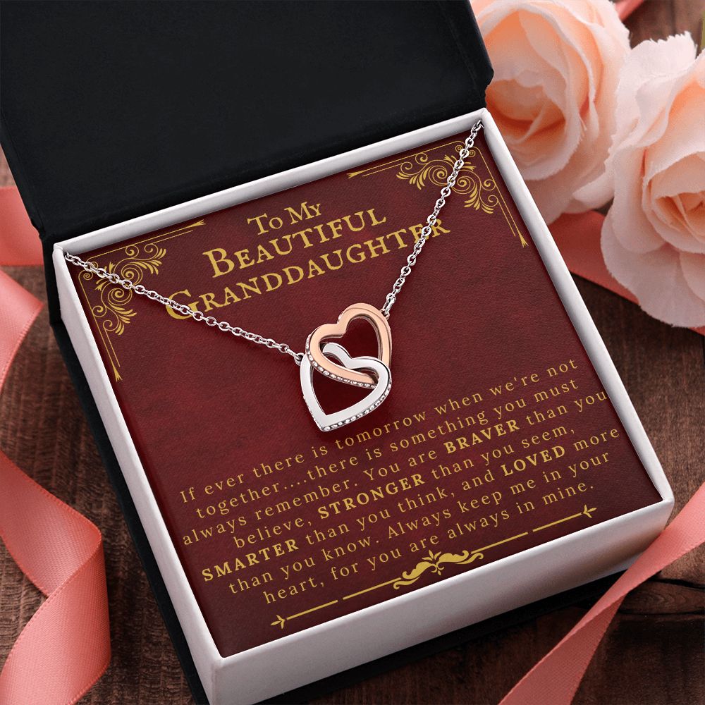 To My Beautiful Granddaughter If Ever There Is Tomorrow - Interlocking Heart Necklace - ZILORRA