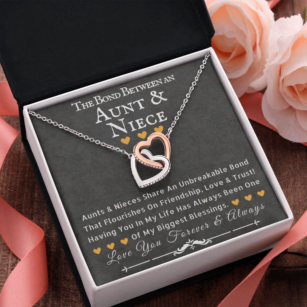 Aunt and Niece Unbreakable Bond Gift - Interlocking Hearts Necklace - ZILORRA