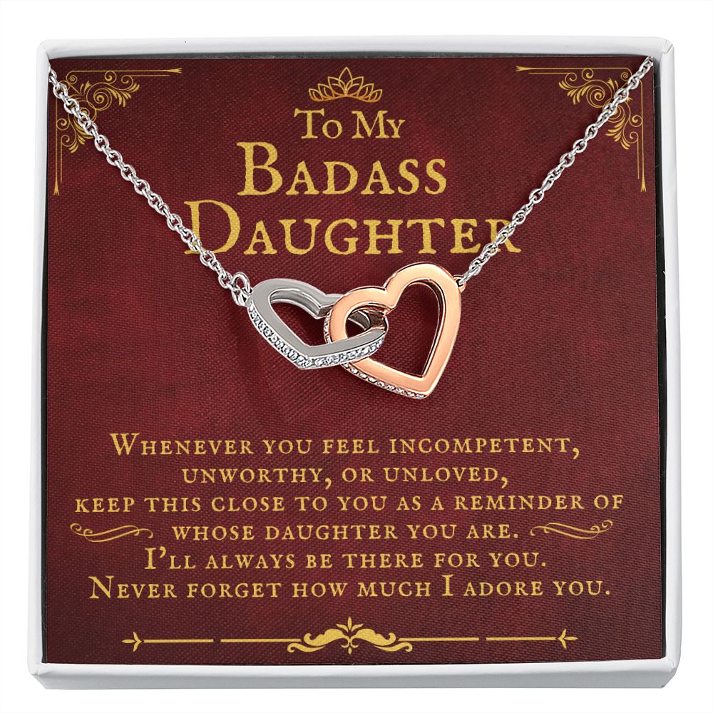 To My Badass Daughter - I Adore You - Interlocking Heart Necklace - ZILORRA