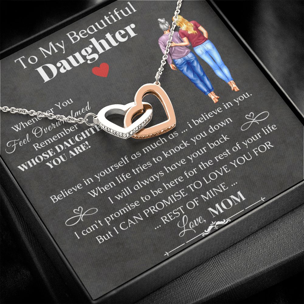 To My Beautiful Daughter From Mom - Interlocking Hearts Necklace Mystery Black Enclosure - ZILORRA