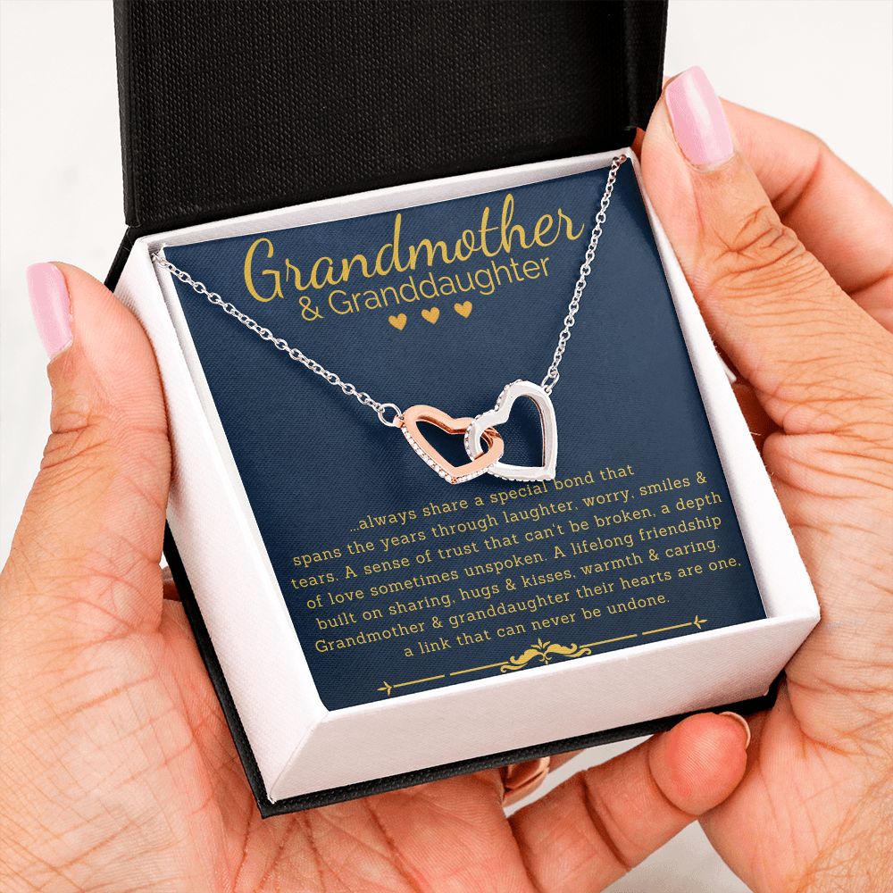 Grandmother & Granddaughter Hearts As One Interlocking Hearts Necklace BB - ZILORRA