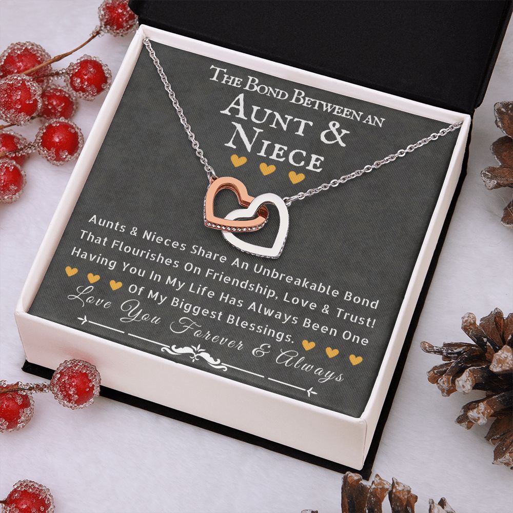 Aunt and Niece Unbreakable Bond Gift - Interlocking Hearts Necklace - ZILORRA