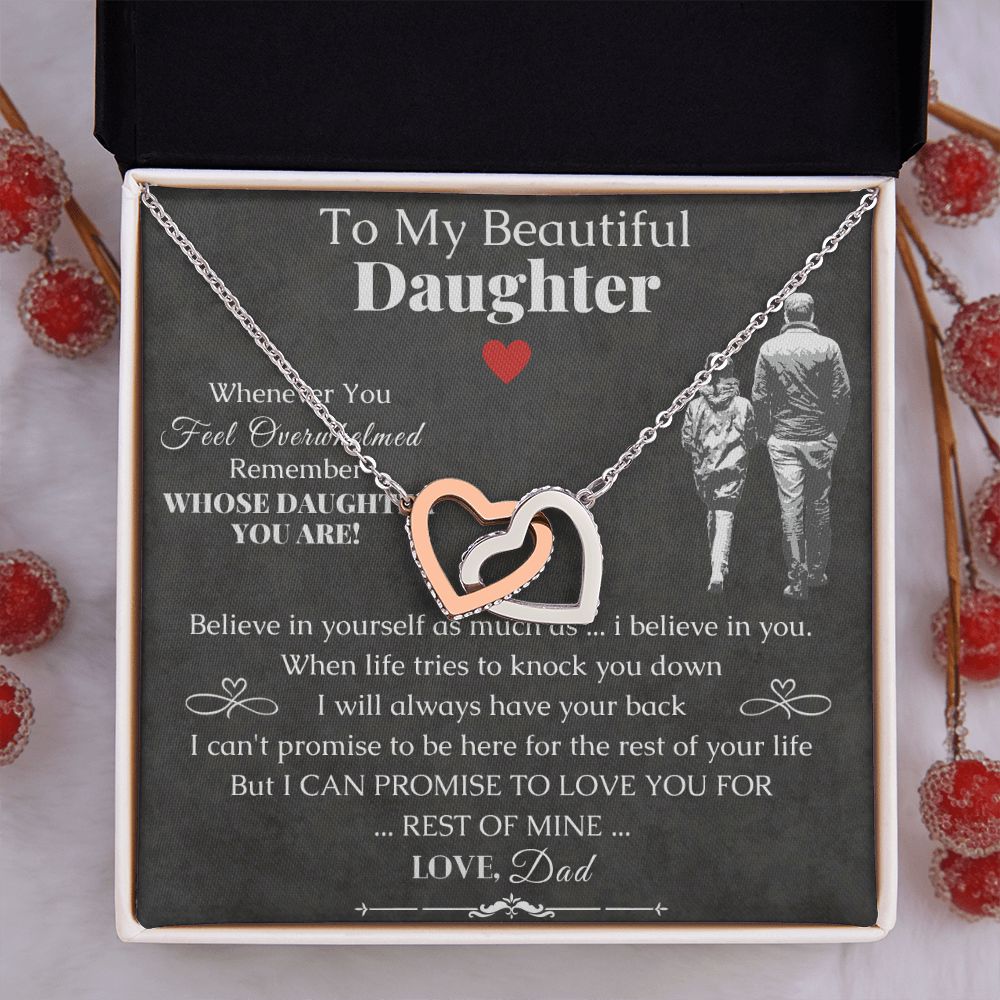 To My Beautiful Daughter From Dad - Interlocking Hearts Necklace - ZILORRA