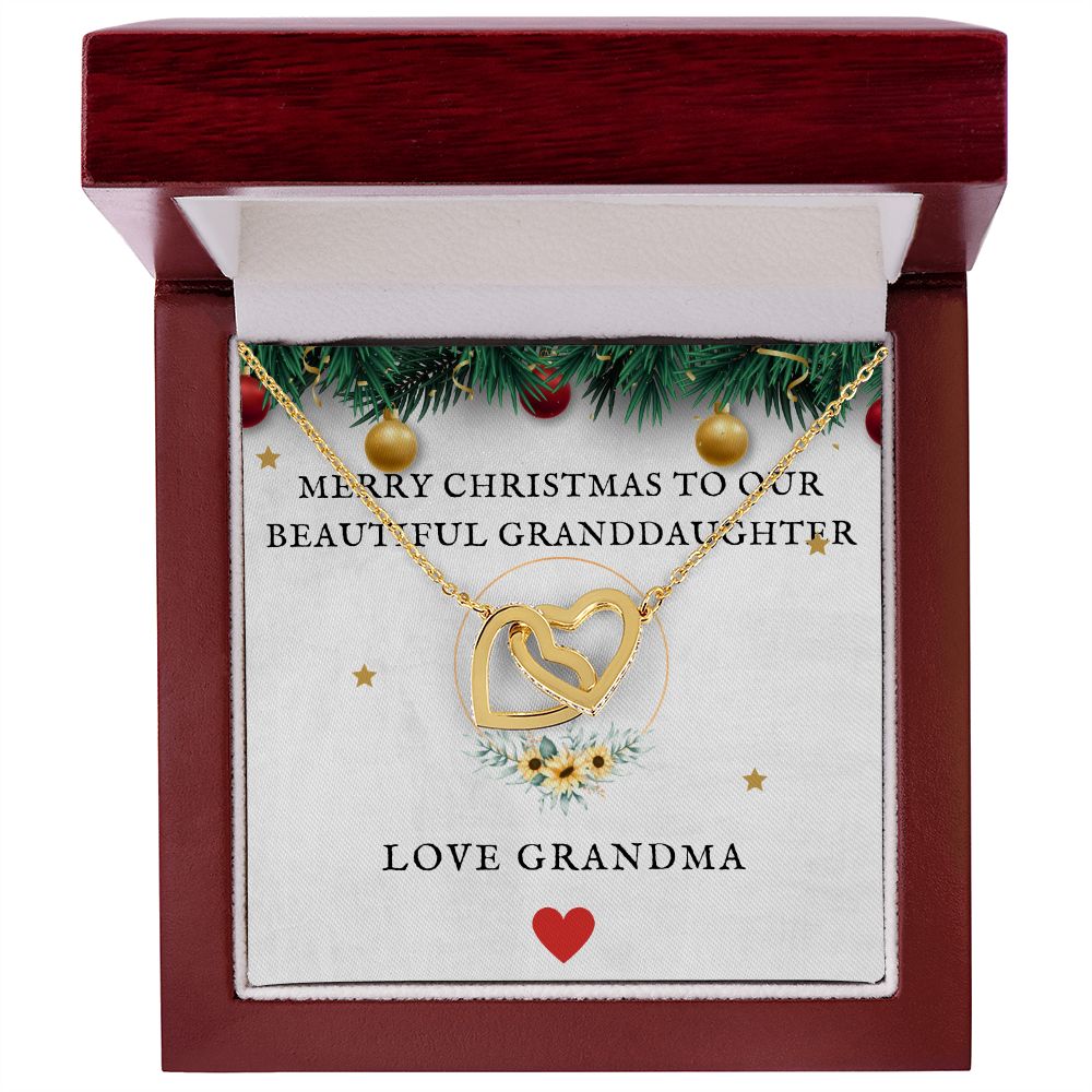 Merry Christmas To Our Beautiful Granddaughter From Grandma - Interlocking Hearts Necklace - ZILORRA