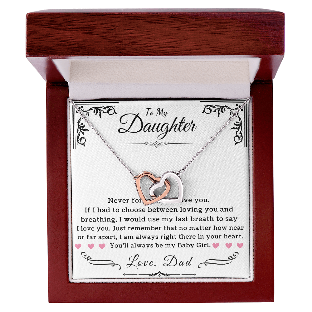 To My Daughter From Dad - You'll Always Be My Baby Girl - Interlocking Heart Necklace - ZILORRA