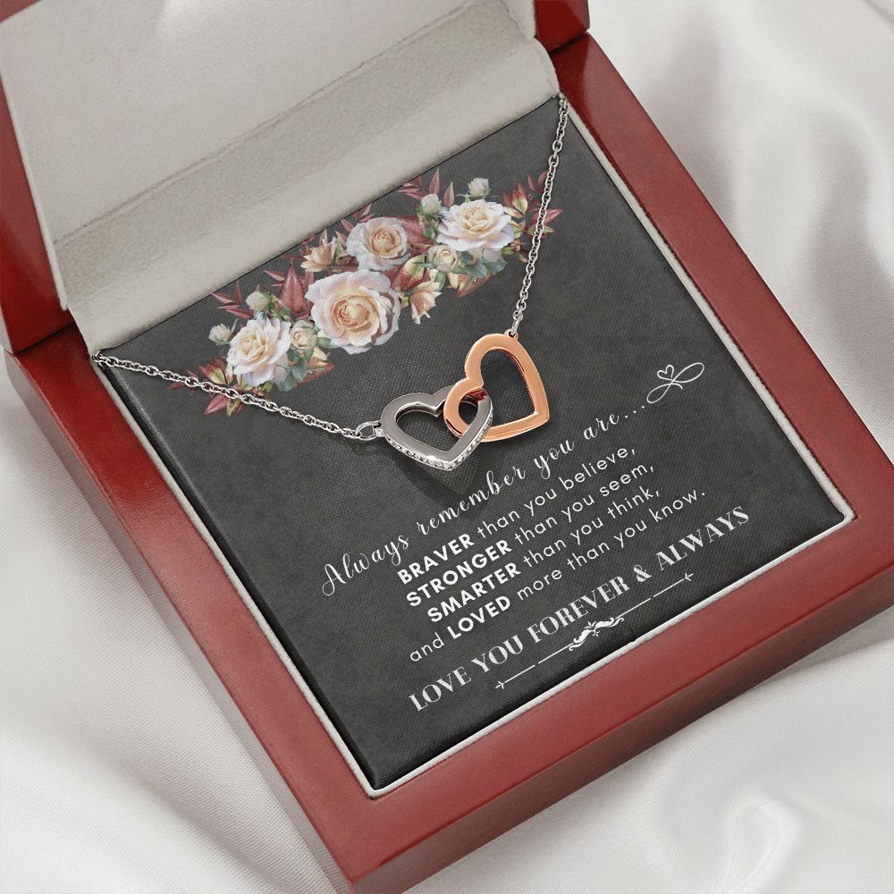 Gifts For Teen Girls - Interlocking Hearts Pendant Necklace With Mystiq Black Enclosure - ZILORRA