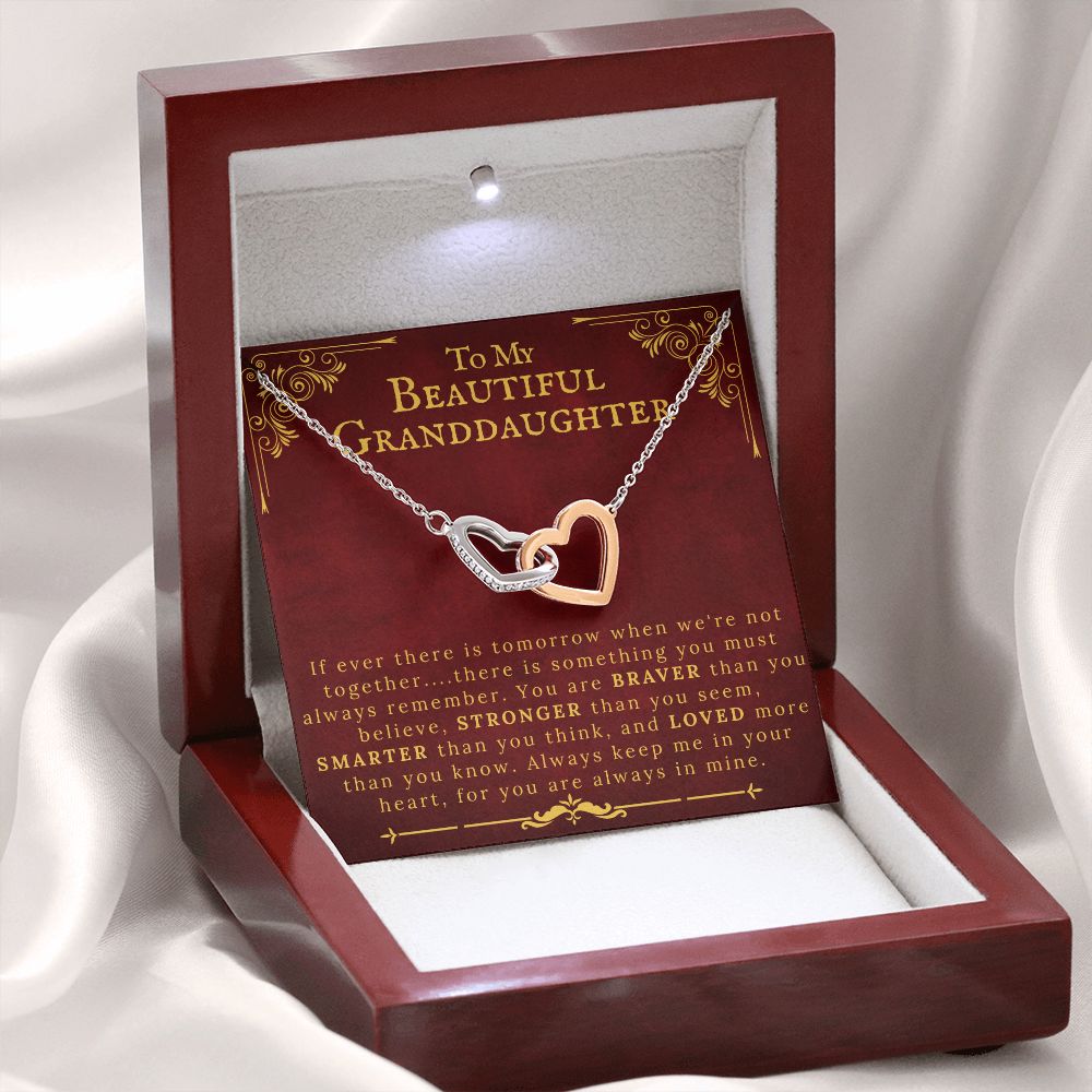 To My Beautiful Granddaughter If Ever There Is Tomorrow - Interlocking Heart Necklace - ZILORRA