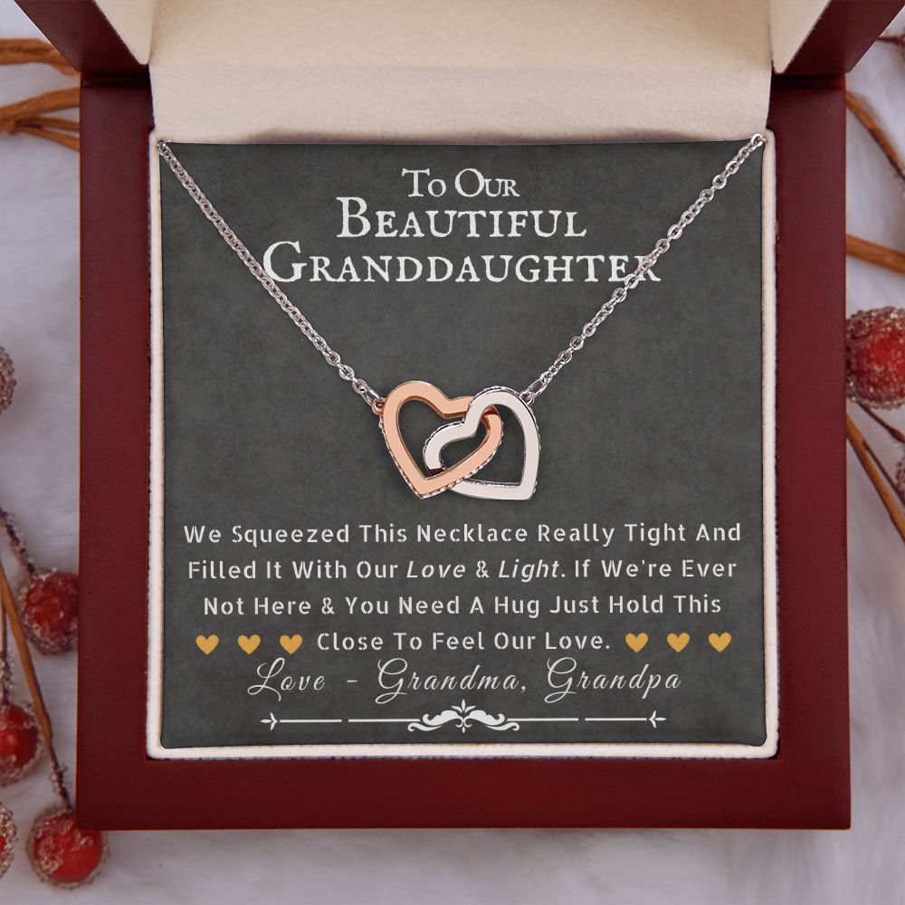 To My Beautiful Granddaughter Interlocking Heart Necklace - ZILORRA