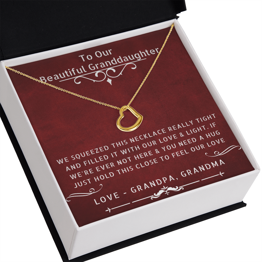 To Our Beautiful Granddaughter Love & Light Heart Pendant Necklace 14K White Gold 18K Yellow Gold Sterling Silver RB - ZILORRA