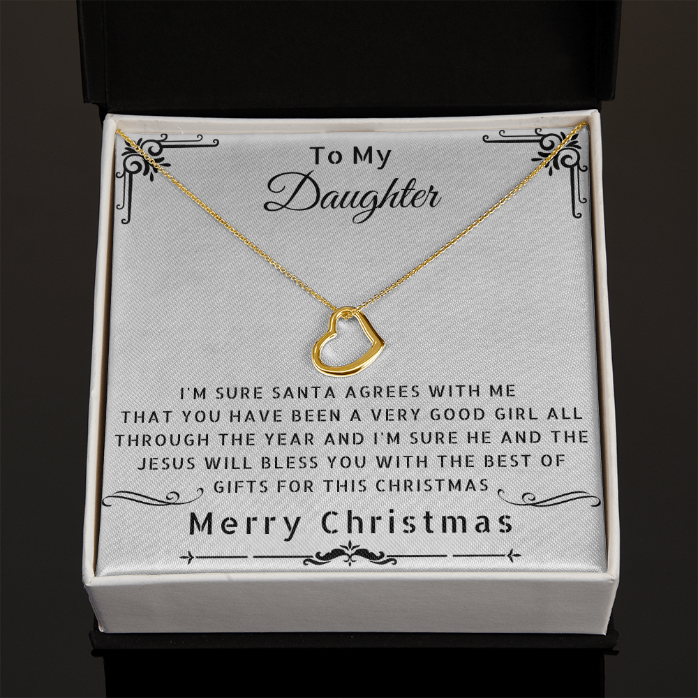 To My Daughter Heart Pendant Necklace 14K White Gold 18K Yellow Gold Sterling Silver WB - Christmas Gift - ZILORRA