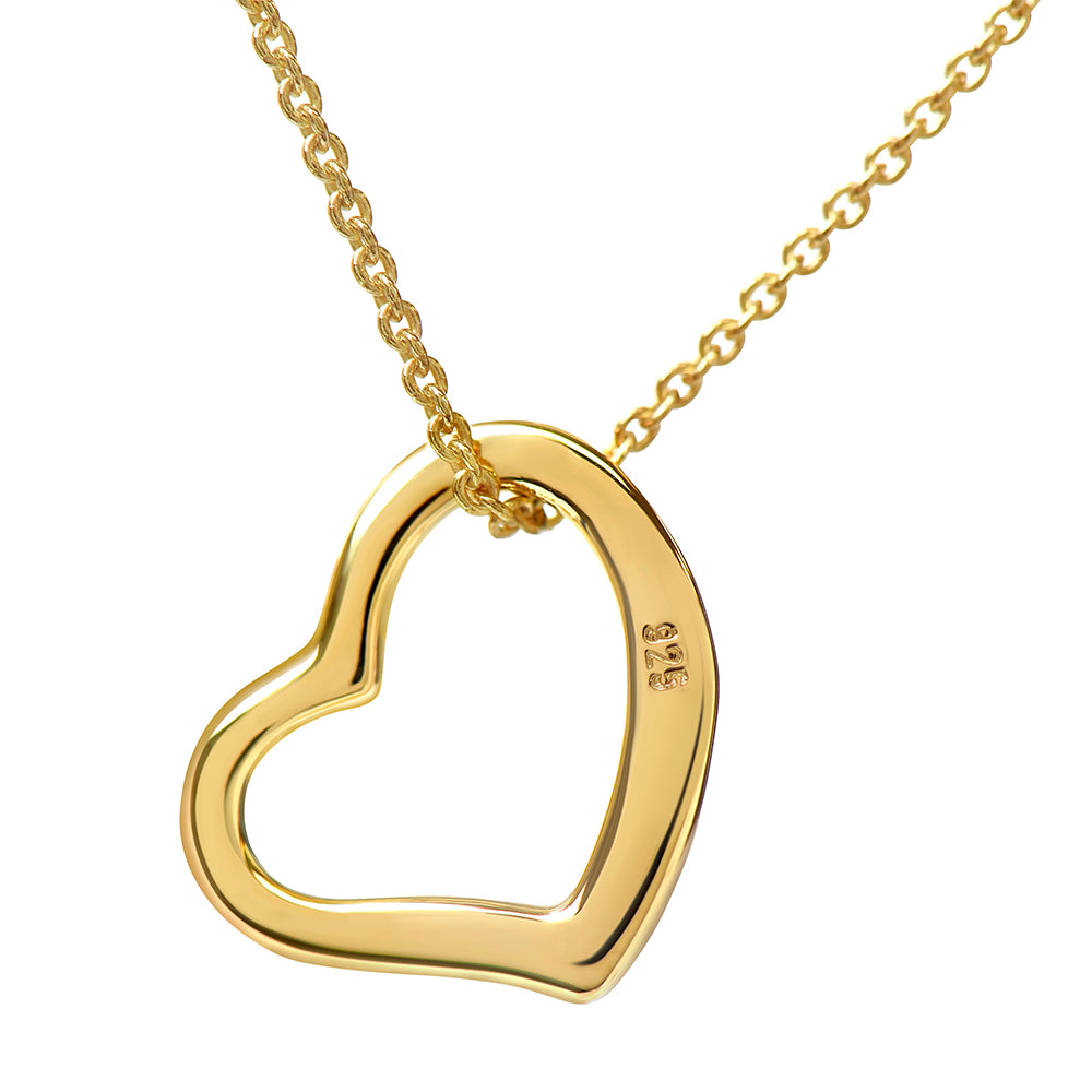 To Our Beautiful Granddaughter From Grandpa & Grandma - Love & Light Heart Pendant Necklace 14K White Gold 18K Yellow Gold Sterling Silver BB - ZILORRA
