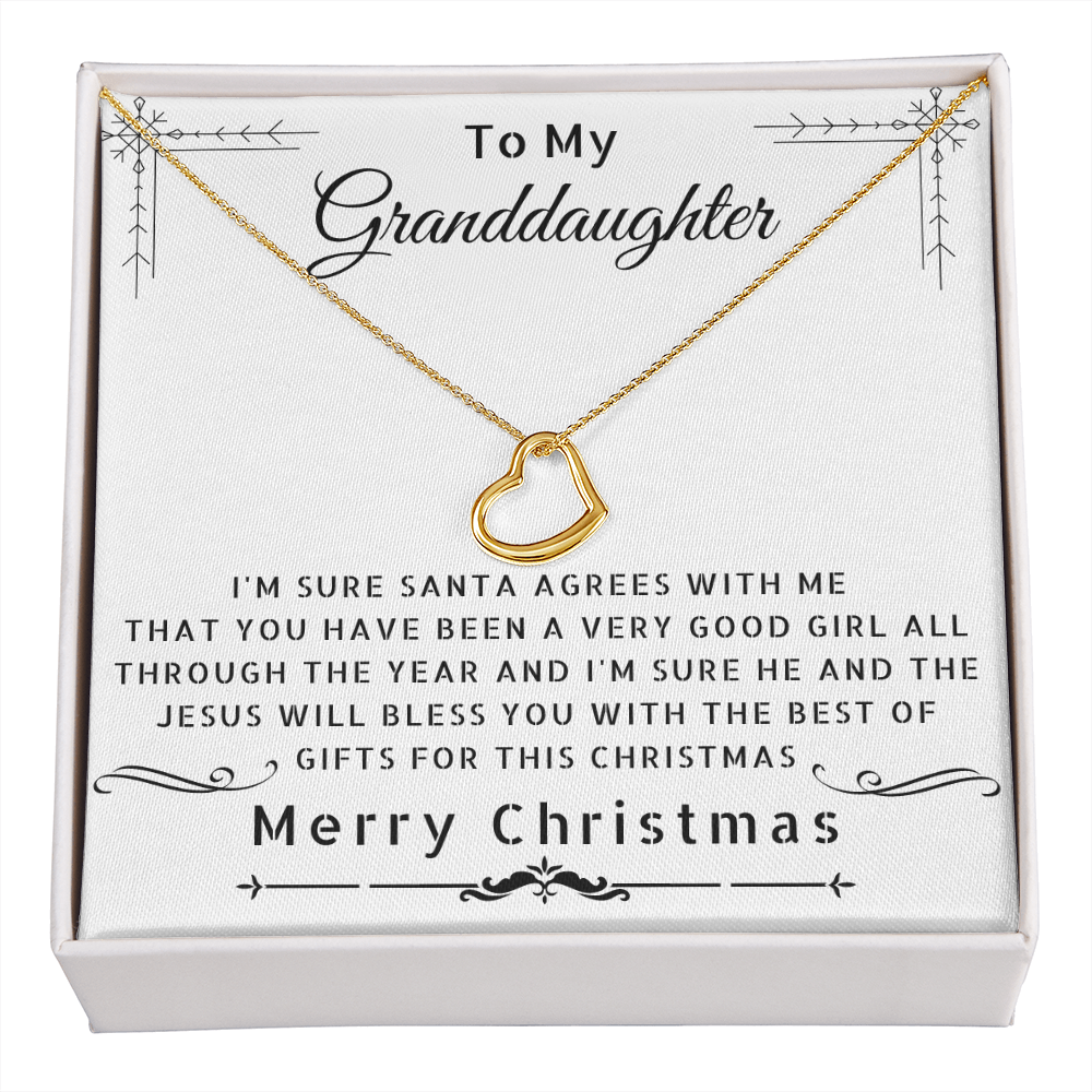 To My Granddaughter Heart Pendant Necklace 14K White Gold 18K Yellow Gold Sterling Silver WB - Christmas Gift - ZILORRA