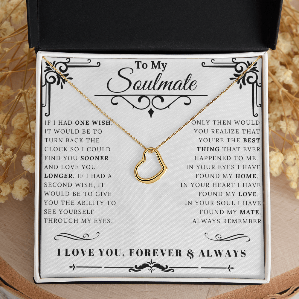 To My Soulmate Heart Pendant Necklace 14K White Gold 18K Yellow Gold Sterling Silver WB - ZILORRA