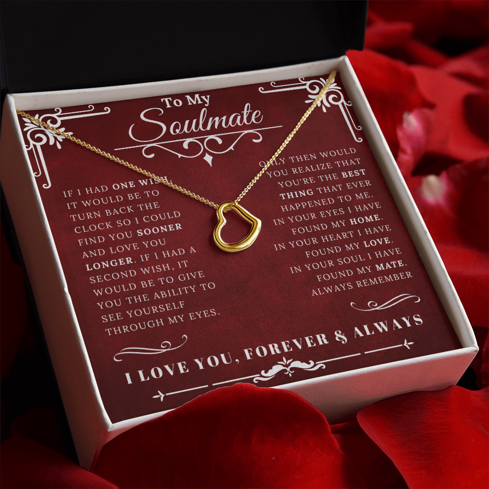 To My Soulmate One Wish Heart Pendant Necklace 14K White Gold 18K Yellow Gold Sterling Silver RB - ZILORRA