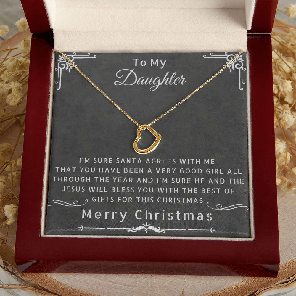 To My Daughter Heart Pendant Necklace 14K White Gold 18K Yellow Gold Sterling Silver - Christmas Gift - ZILORRA