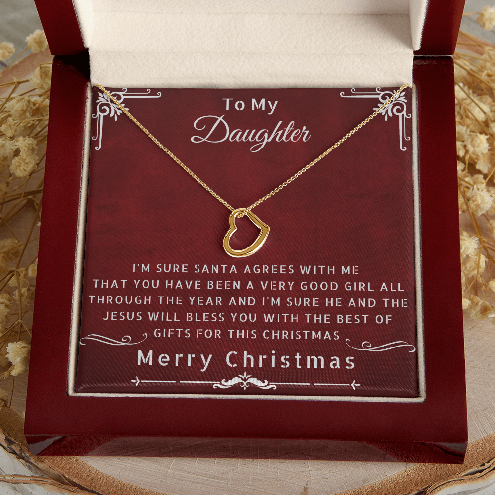 To My Daughter Heart Pendant Necklace 14K White Gold 18K Yellow Gold Sterling Silver RB - Christmas Gift - ZILORRA