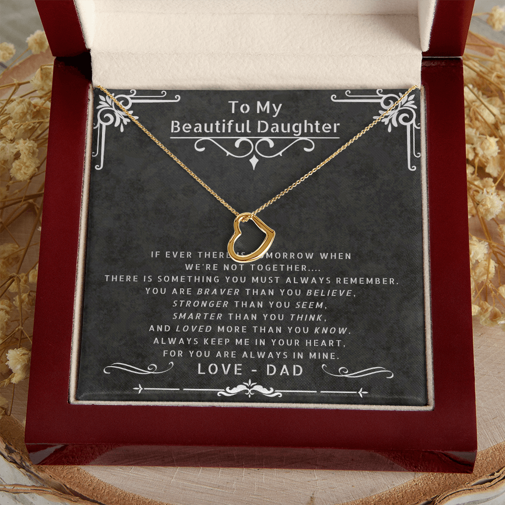 To My Beautiful Daughter Braver & Stronger Heart Pendant Necklace 14K White Gold 18K Yellow Gold Sterling Silver BB - ZILORRA