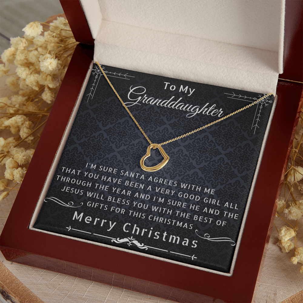 To My Granddaughter Heart Pendant Necklace 14K White Gold 18K Yellow Gold Sterling Silver - Christmas Gift - ZILORRA