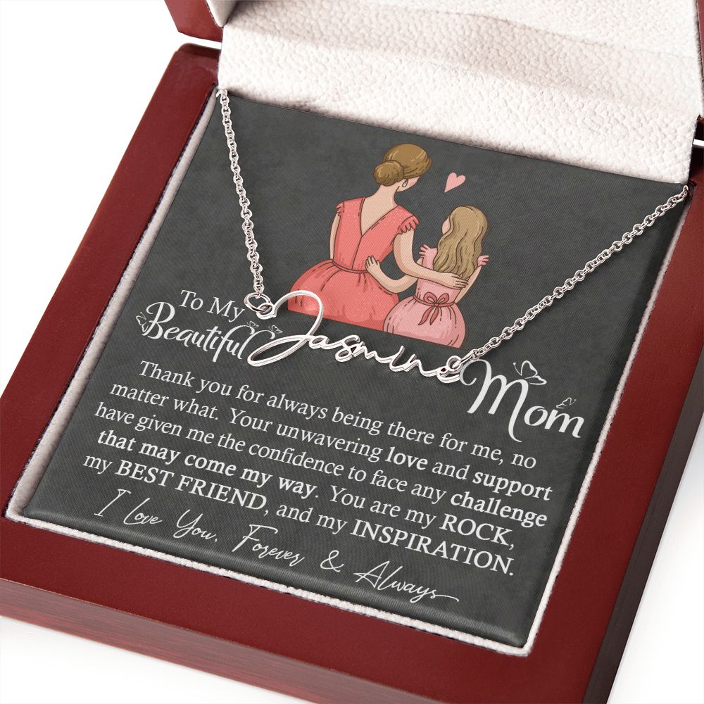 Personalized Signature Style Name Necklace - Mom Necklace From Daughter Mystery Black Message Card Enclosure - ZILORRA