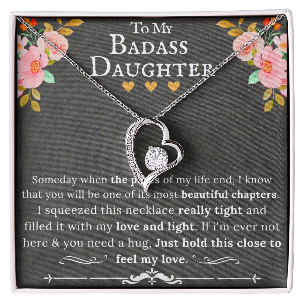 To My Badass Daughter - Forever Love Heart Pendant Necklace BBF - ZILORRA