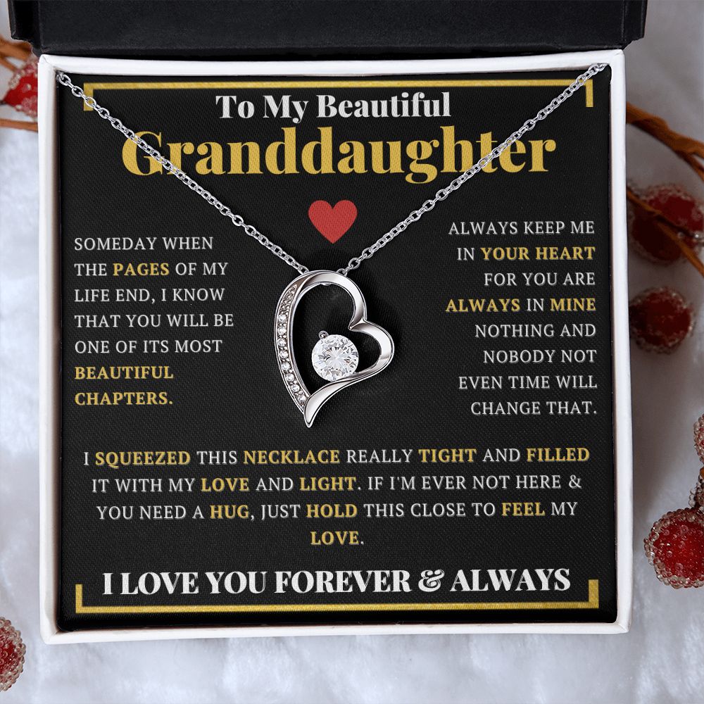 To My Beautiful Granddaughter Heart Pendant Necklace - ZILORRA