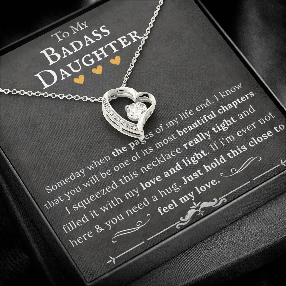 To My Badass Daughter - Forever Love Heart Pendant Necklace BB - ZILORRA