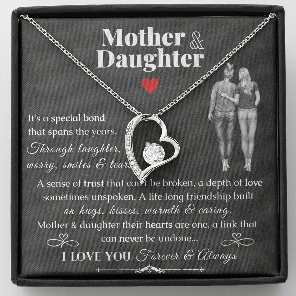 Mother and Daughter Gift - Forever Love Pendant Necklace With Black Enclosure - ZILORRA