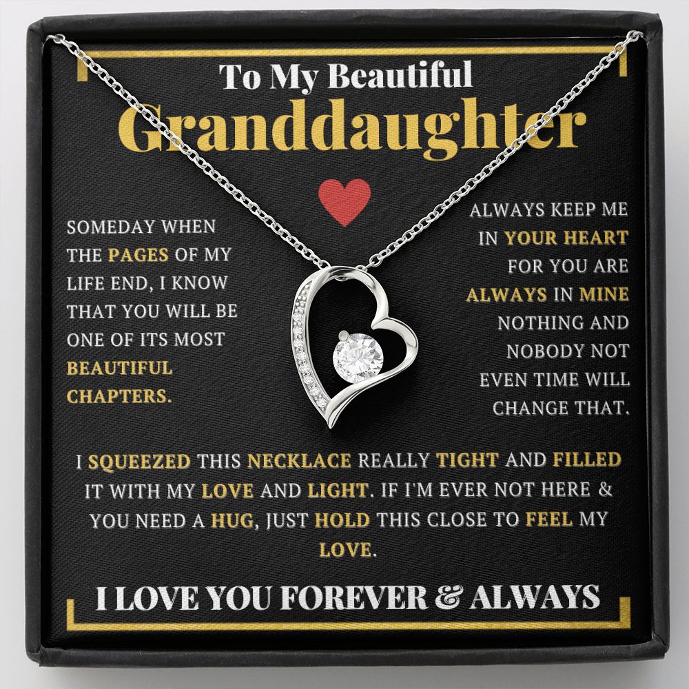 To My Beautiful Granddaughter Heart Pendant Necklace - ZILORRA