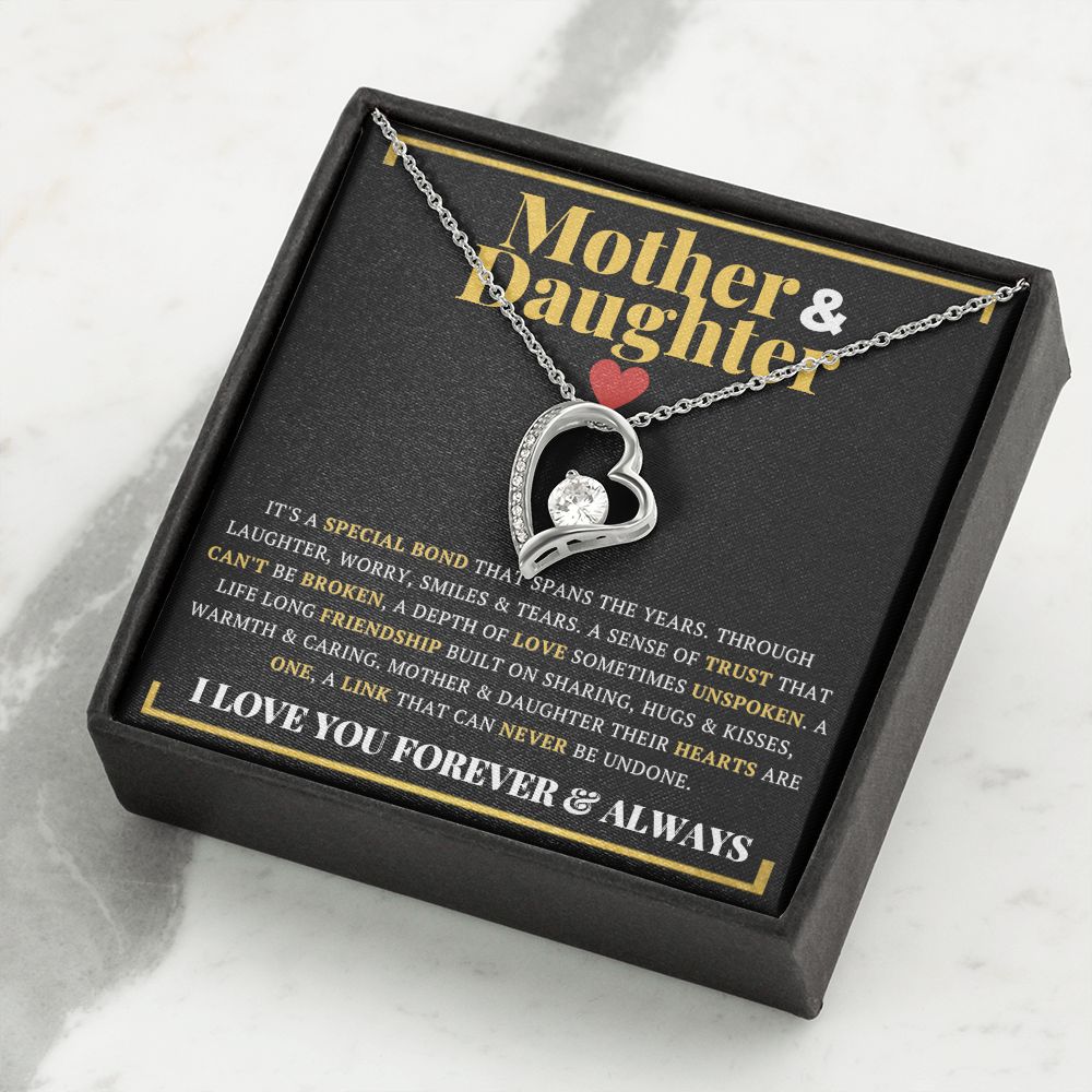 Mother and Daughter Necklace - Forever Love Heart Pendant CZ Necklace - ZILORRA