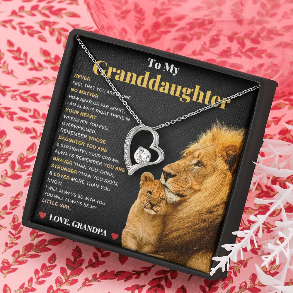 Granddaughter Gifts From Grandpa: Forever Love Necklace with Stripe Black Message Card Enclosure - ZILORRA