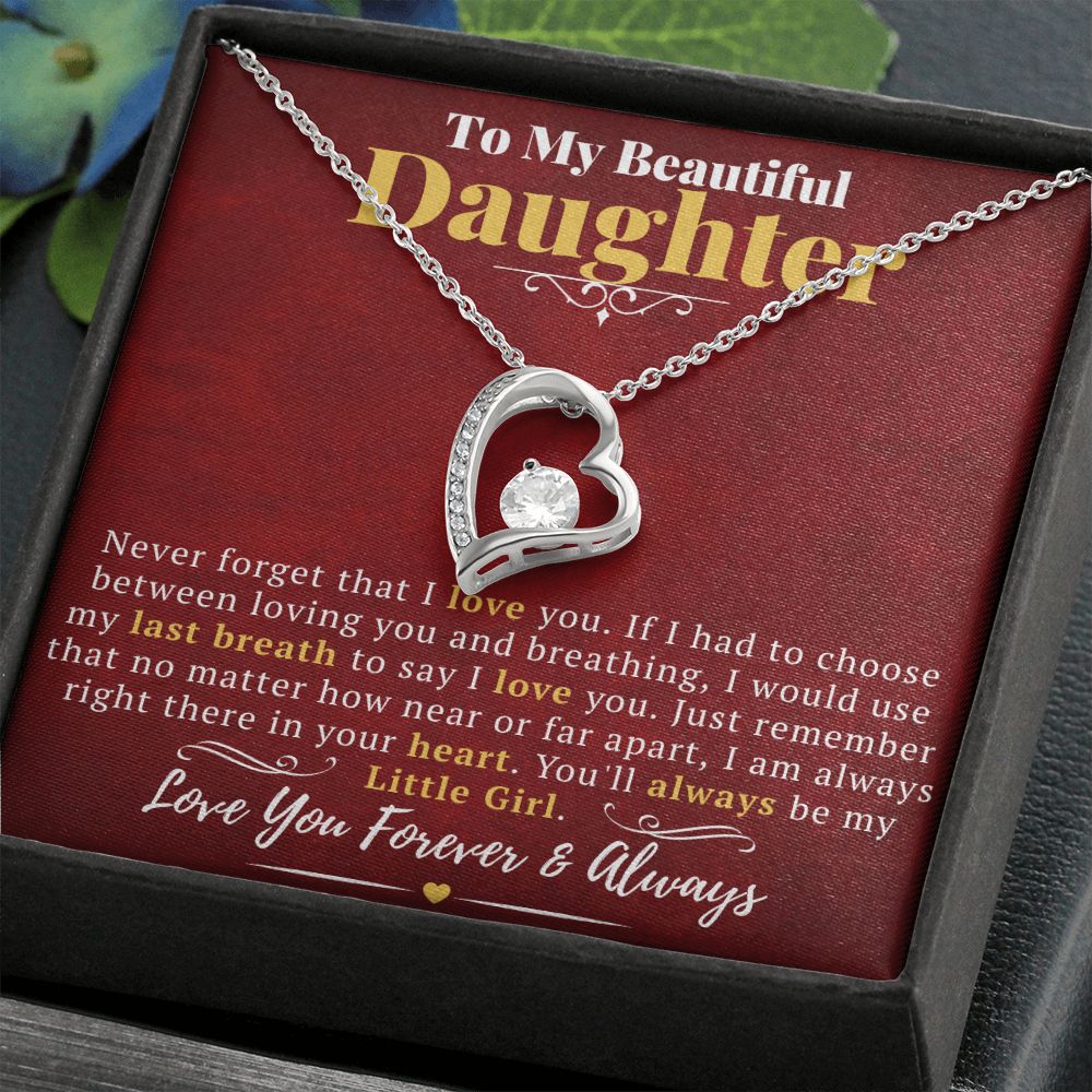 Daughter Gifts: Forever Love Necklace with Glowing Red Message Card Enclosure - ZILORRA
