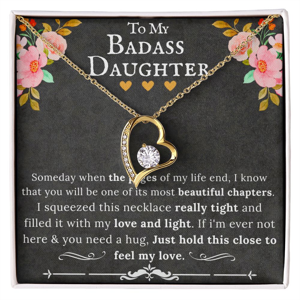 To My Badass Daughter - Forever Love Heart Pendant Necklace BBF - ZILORRA