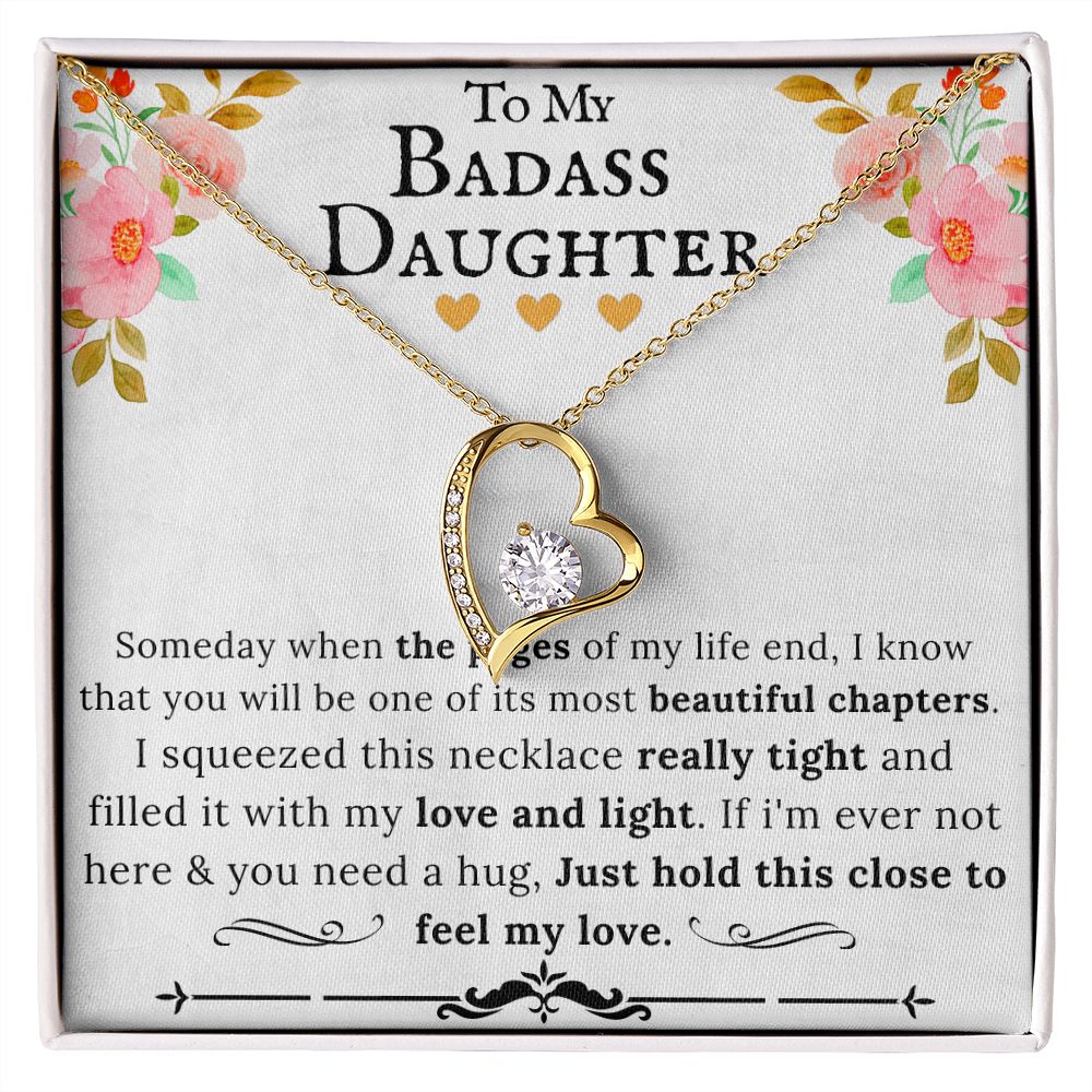 To My Badass Daughter - Forever Love Heart Pendant Necklace WBF - ZILORRA