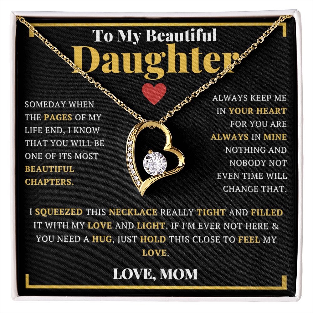 To My Beautiful Daughter From Mom Forever Love Heart Pendant Necklace - ZILORRA