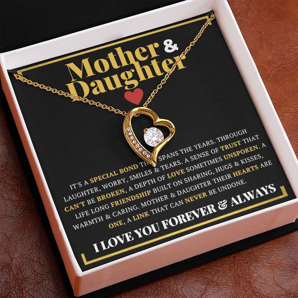 Mother and Daughter Necklace - Forever Love Heart Pendant CZ Necklace - ZILORRA