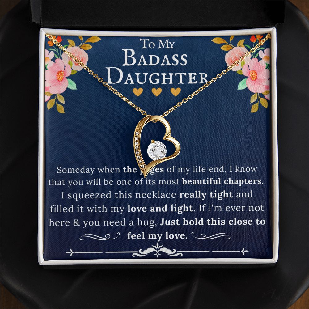 To My Badass Daughter - Forever Love Heart Pendant Necklace BBF-01 - ZILORRA